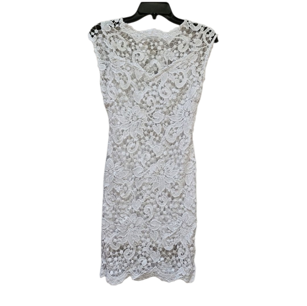 Poetry Floral Crocheted Lace Open Back White Dress 100% Polyester Sz S